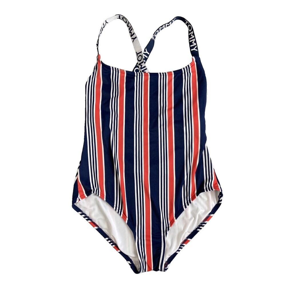 Tommy Hilfiger Swimsuit One Piece Striped‎ Cross Back Straps Classic